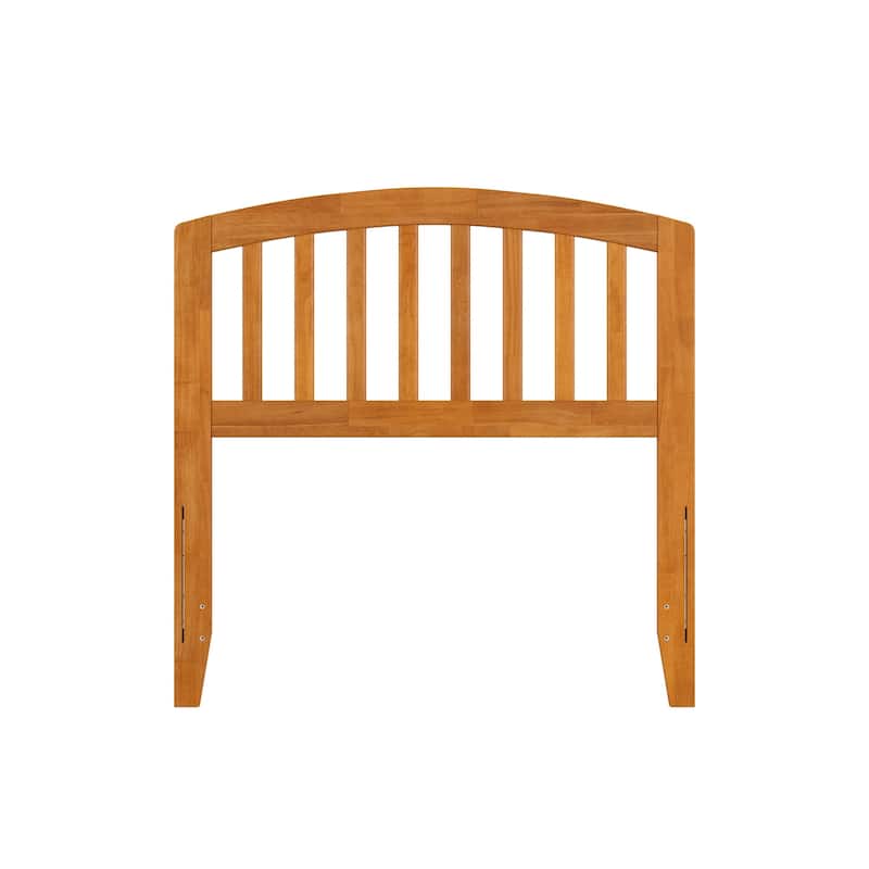 Twin Solid Wood Headboard with Attachable USB Charger in Light Toffee, Classic Panel Design with Modern Touch