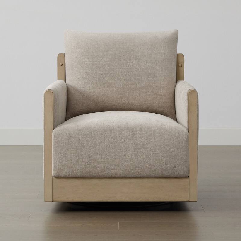Carina Upholstered Swivel Accent Barrel Chair with Wood Frame