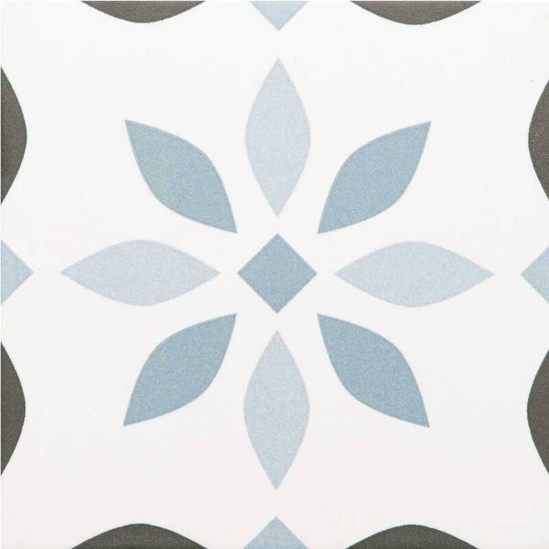 The Tile Life Snowflakes 8.7x8.7 Porcelain Floor & Wall Tile - Blue - 8.7 x 8.7 Sample