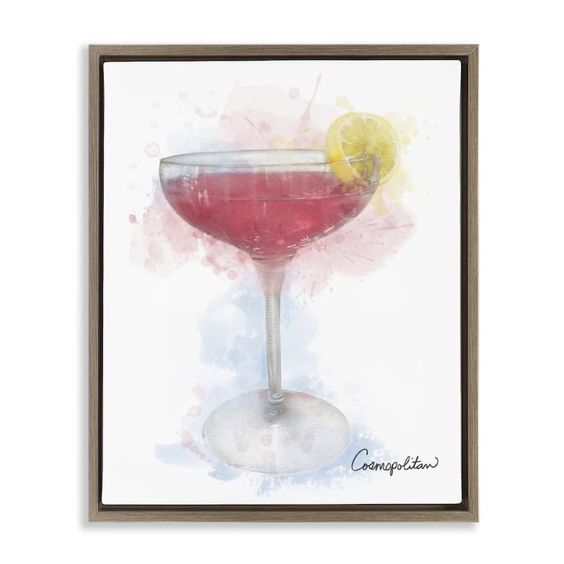 Stupell Soft Faded Cosmopolitan Framed Floater Canvas Wall Art Design By Matthew Piotrowicz - 17 x 21 - Brown