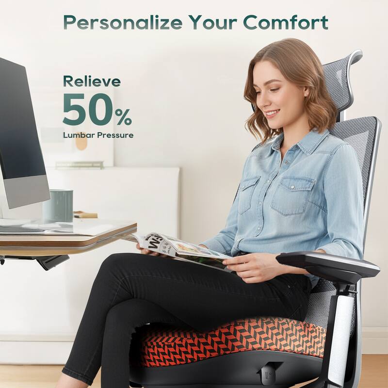 Ergonomic Office Chair, Mesh High Back, 4D Arms, Lumbar Support, Coral