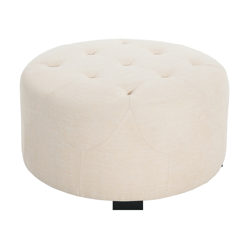 Christopher Knight Home PU Leather Button Tufted Round Ottoman