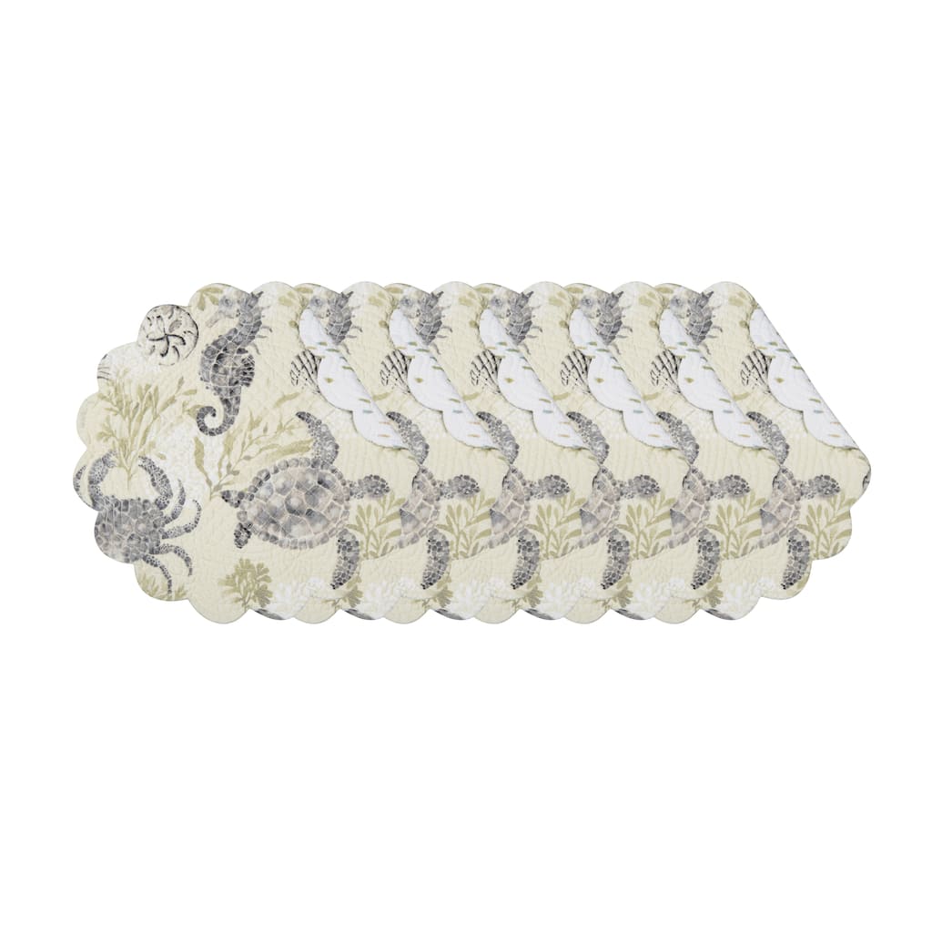 Cannon Beach Round Placemats Set of 6, 17" - IVory