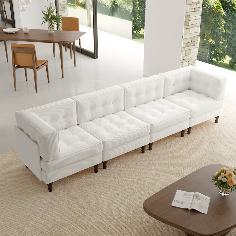 Oversized Modular Sectional Corduroy Fabric Tufted Sofa