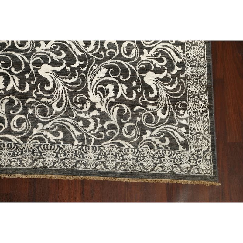 Wool/ Silk Vegetable Dye Floral Versace Oriental Area Rug Handmade - 8'11" x 12'2"