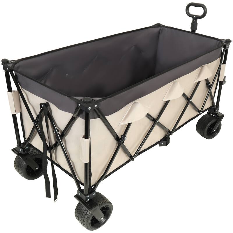 Heavy-Duty Foldable Utility Wagon - 480lbs Capacity,1:6 Space-Saving Fold & 7" All-Terrain Wheels,No Assembly Needed