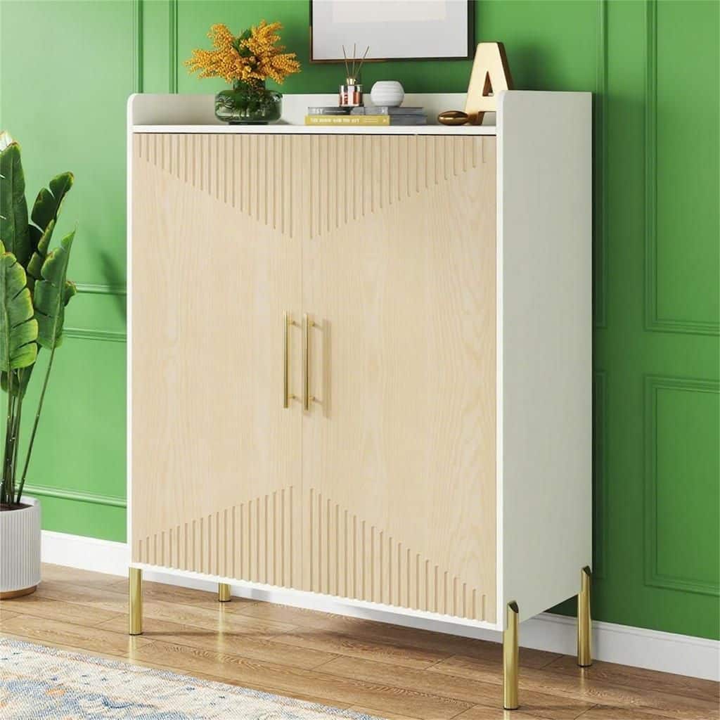 6-Tier Shoe Cabinet in White & Gold