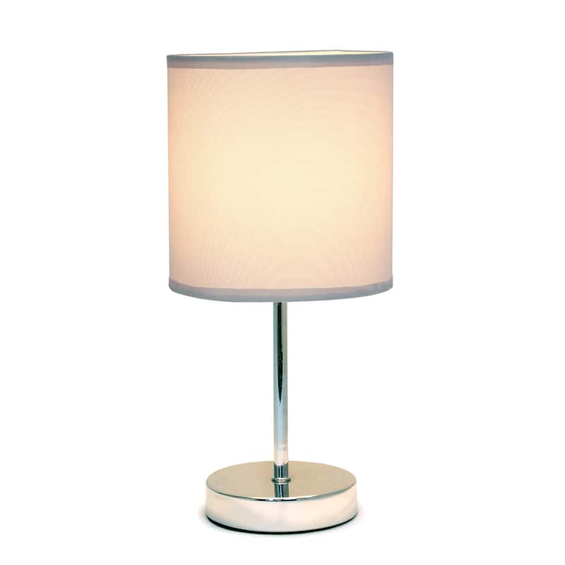 Traditional Petite Table Lamp with Drum Shade - 11.75" - Silver and Slate Gray