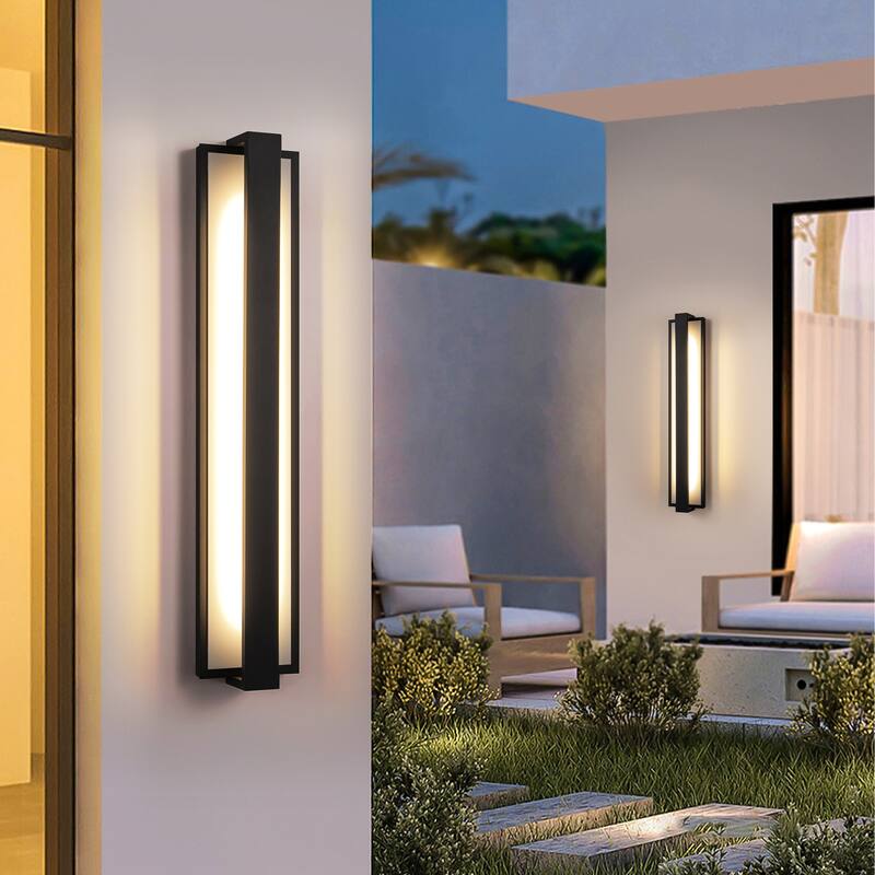 Modern Black Rectangular Linear LED Outdoor Wall Lights/Sconce Lighting