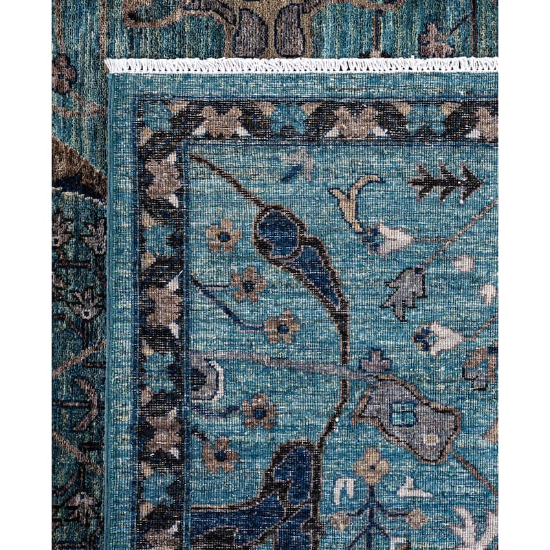 Serapi One-of-a-Kind Hand-Knotted Area Rug - Green - 9' 0" x 12' 0"