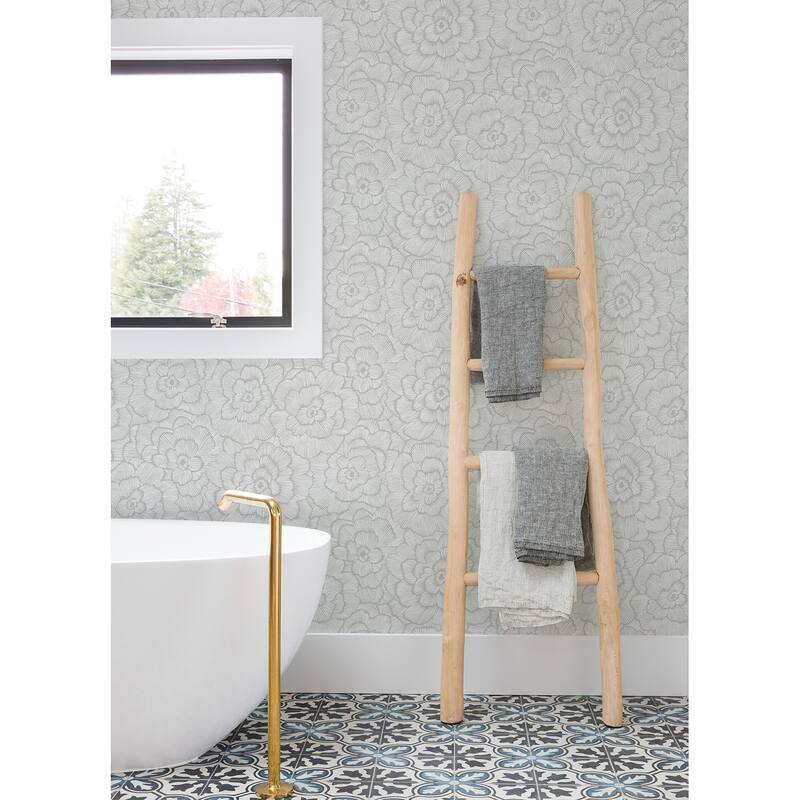 A-Street Prints Periwinkle Light Grey Textured Floral Wallpaper