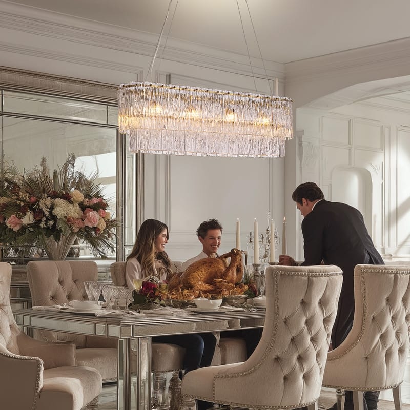 35" Gold Luxury Crystal Chandelier Dimmable Double Glass Ceiling Light for Kitchen Island Dining Room