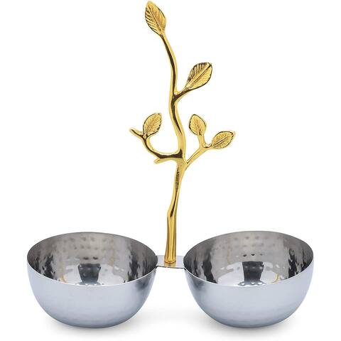 Berkware Textured Decorative Bowls with Gold Leaf Handle