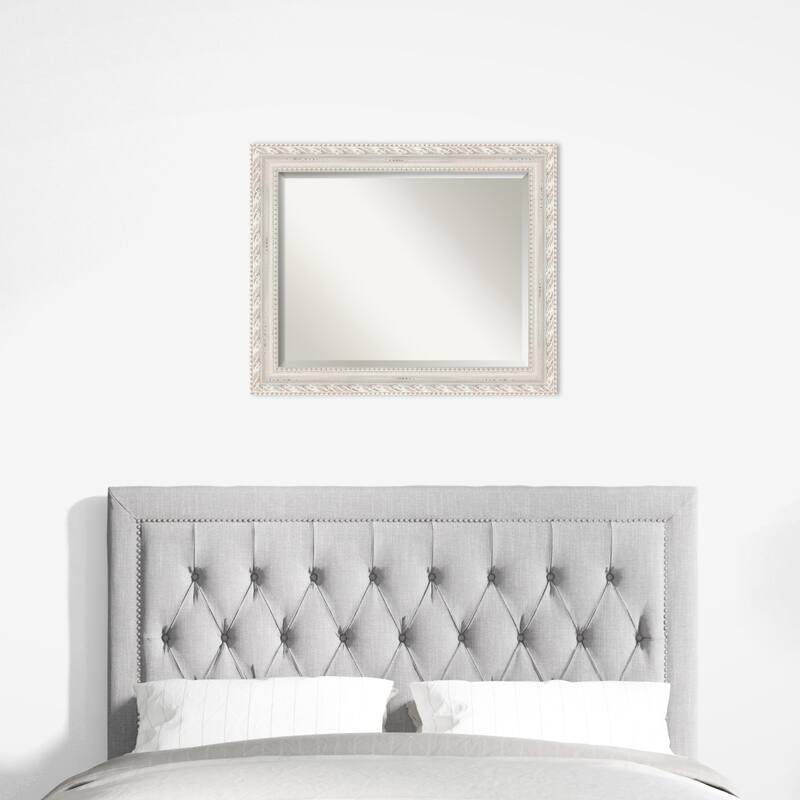 Opera Off White Beveled Wood Framed Wall Mirror - Opera Off White