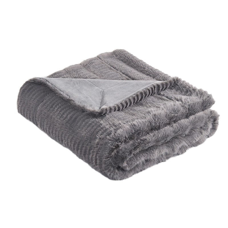 Shaggy Wavy FauxFur Throw Cozy Soft Thick Blanket for Bedroom