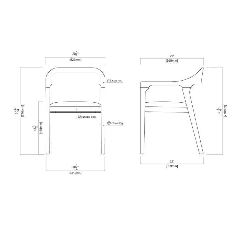 Rasmus Rubberwood Dining Armchairs