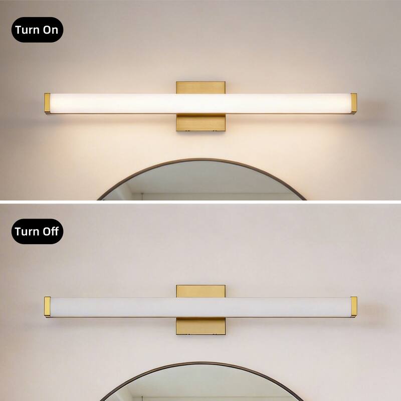 Modern Integrated LED Vanity Light Bar - 6 Variants (24in/30in, Matte Black/Brushed Nickel/Gold), 3000K, Damp Rated for Bathroom