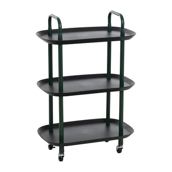 slide 2 of 9, Plastic and Metal 3-Tier Trolley Black and Dark Green