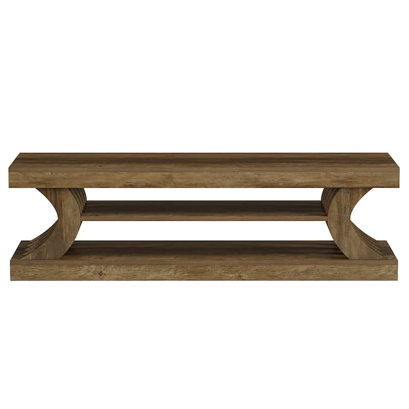 63" Entryway Bench, End of Bed Bench with Open Shelves, Shoe Storage Bench for Bedroom, Foryer, Hallway