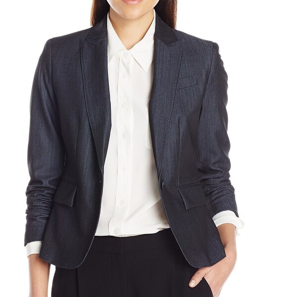 Anne Klein Women's Denim Jacket Blue Size 8 Single Button Seamed. Opens flyout.