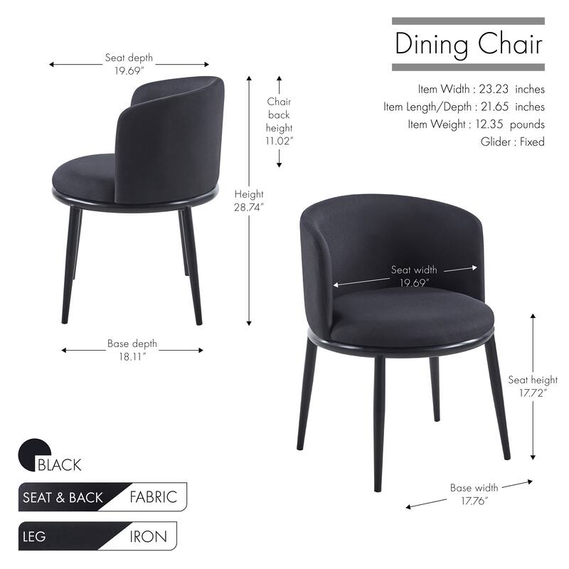 Porthos Home Danyl Fabric Dining Chairs with Iron Legs, Set of 2