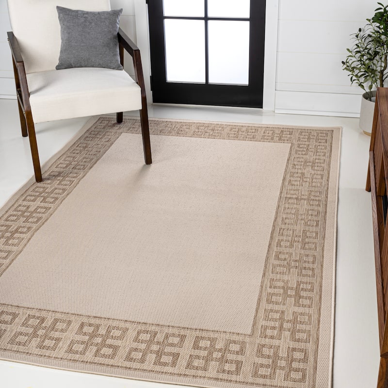 JONATHAN Y Alda Classic Geometric Border Indoor/Outdoor Area Rug