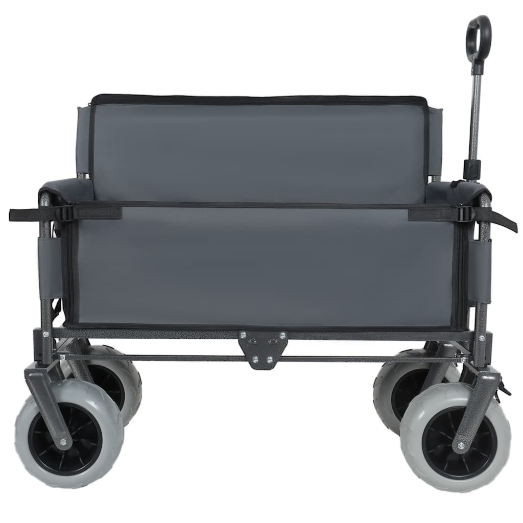 3-in-1 Folding Wagon Cart with Bench & 9″×4″ Beach Tires