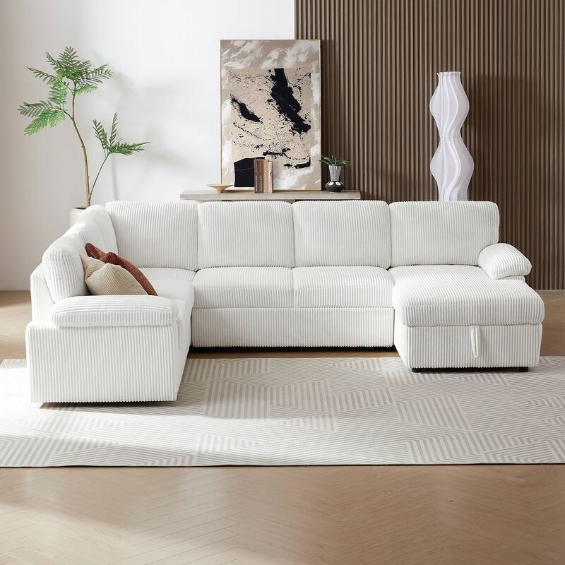 118.09" Modular 6-Seater Sofa with Chaise & Storage