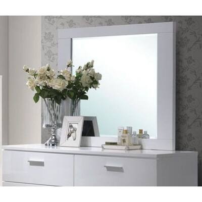 Mirror in White Wood,Contemporary Style