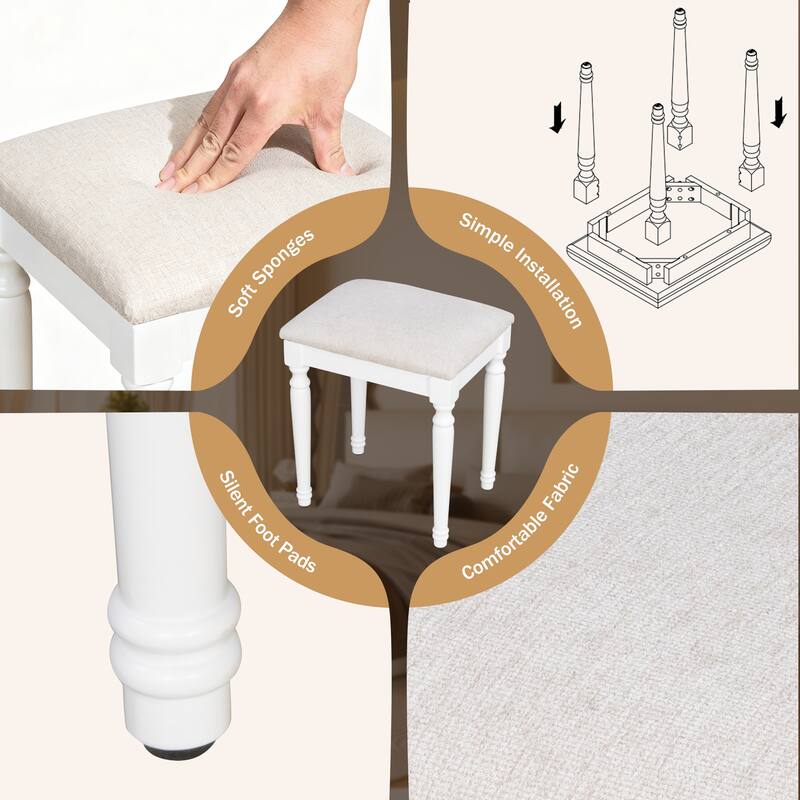 44.37" Makeup Vanity Desk with 13 Hollywood Bulbs and 3 Lighting Modes, Dressing Table with Tri-Fold Mirror