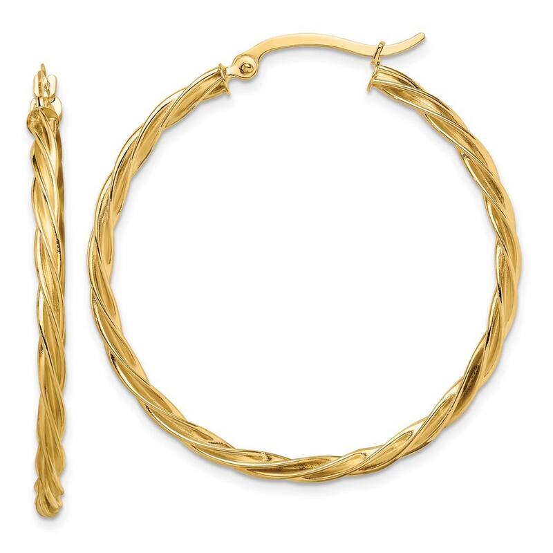 Curata 14k Yellow Gold Polished Twisted Hoop Earrings - 39.5x38mm