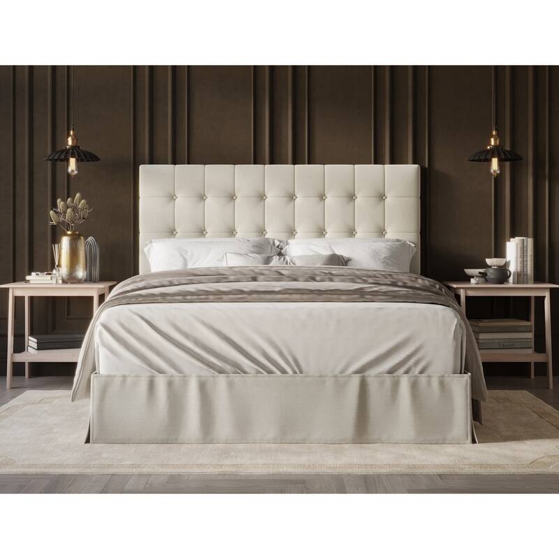 Larry Tufted Upholstered Panel Bed - Warm Grey - Twin