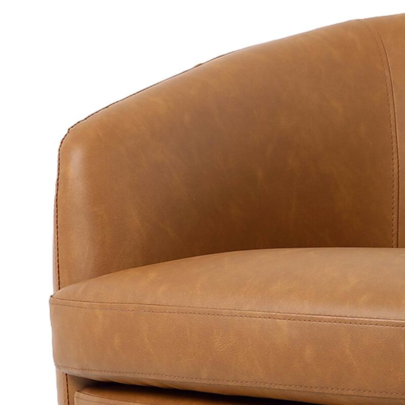 UIXE 2 Set Modern PU Leather Swivel Barrel Chairs Rounded Accent Chair