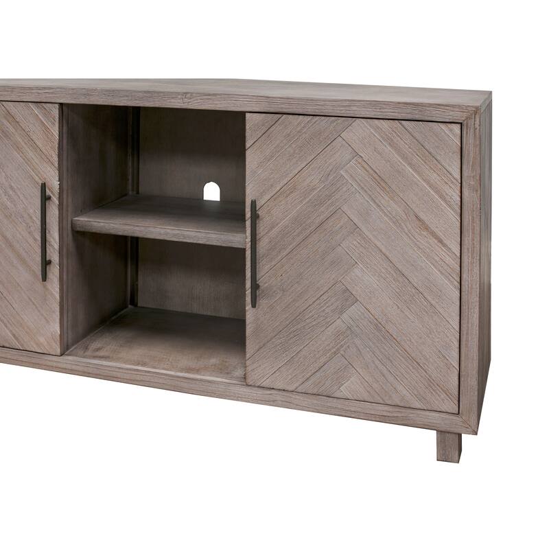 60" TV Console, Entertainment Stand, Wood Accent Cabinet, Fully Assembled, Gray - 60"W x 32"H x 16"D