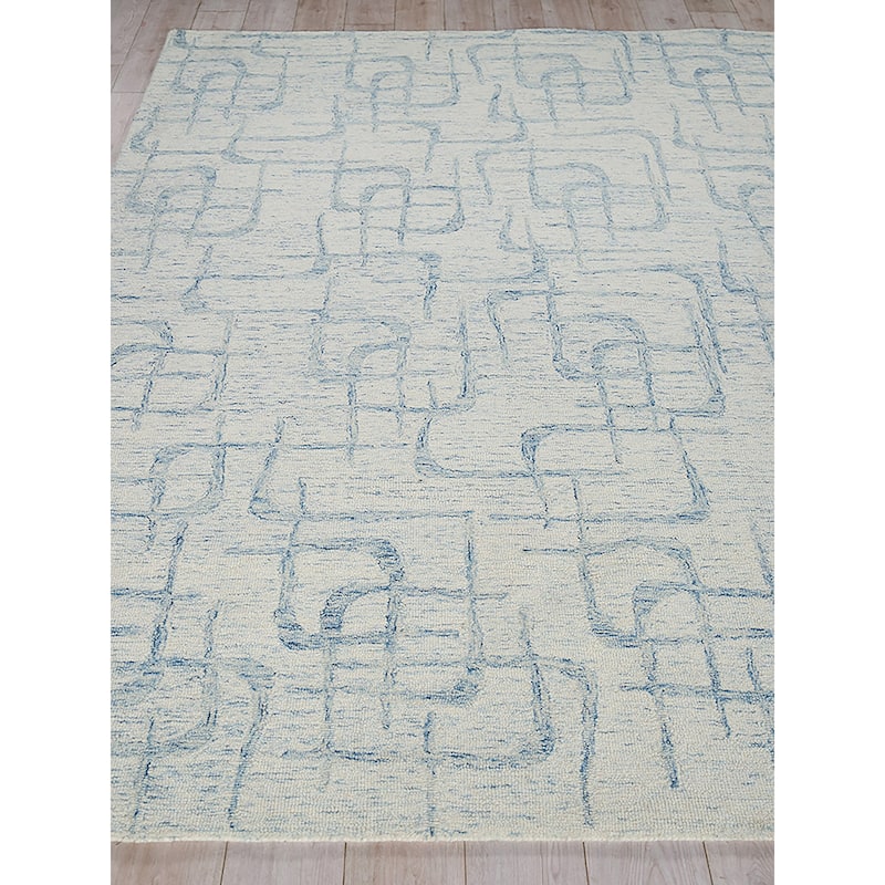 EXQUISITE RUGS Breeze Hand-tufted New Zealand Wool Light Blue Area Rug.