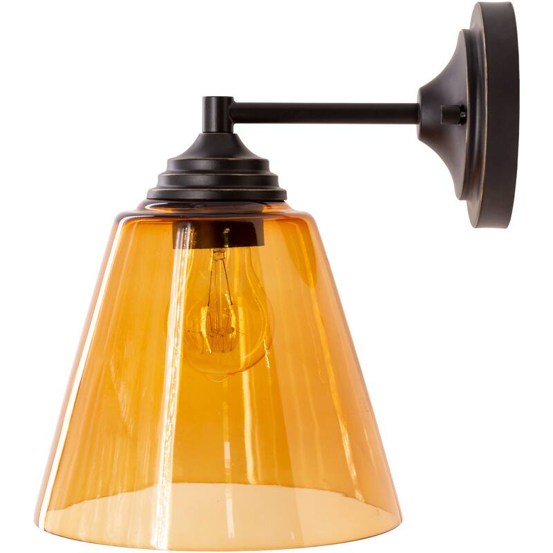 Artistic Weavers Lionel Amber Glass 1-light Wall Sconce - 11"H x 7.875"W x 9.875"D