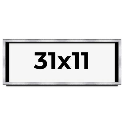 31x11 Shadow Box Frame Silver | 1.375 Inches Deep Real Wood