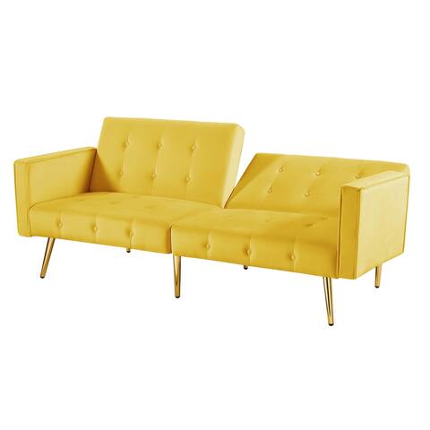 Modern Loveseat Sofa Bed Velvet Upholstered Converts Folding Futon Sofa Bed