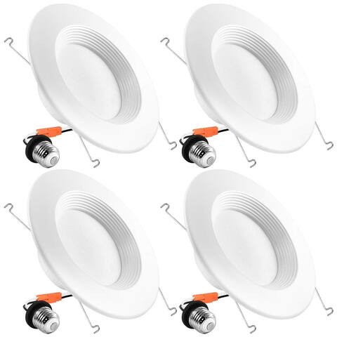 Luxrite 5/6 Inch LED Recessed Lights Dimmable, 15W (120W Equivalent), 1150 Lumens, Baffle Trim, IC & Damp Rated 4-Pack