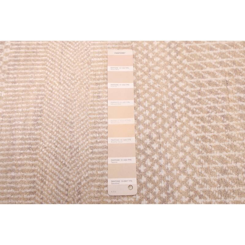 ECARPETGALLERY Hand-knotted Finest Silk Shadow Beige Silk, Wool Rug - 2'4 x 9'11