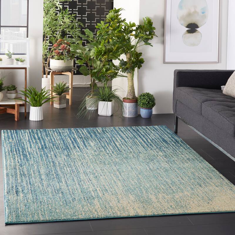 Nourison Passion Modern Abstract Area Rug - 5'3" x 7'3" - Navy/Light Blue