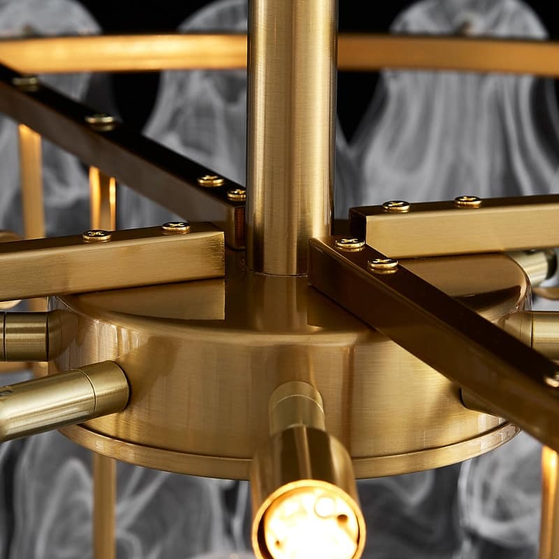 Modern Gold Cloud Glass Chandelier, 23.6" 3-Tier Round Crystal Pendant Light, 9-Light Luxury Ceiling Fixture for Dining Room