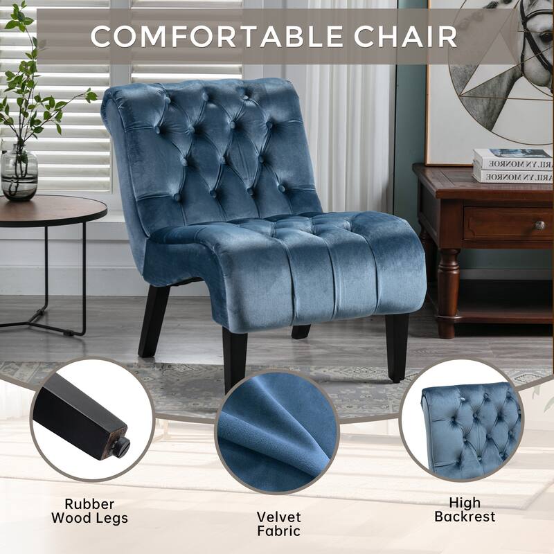 Modern Velvet Armless Living Room Chairs Set of 2