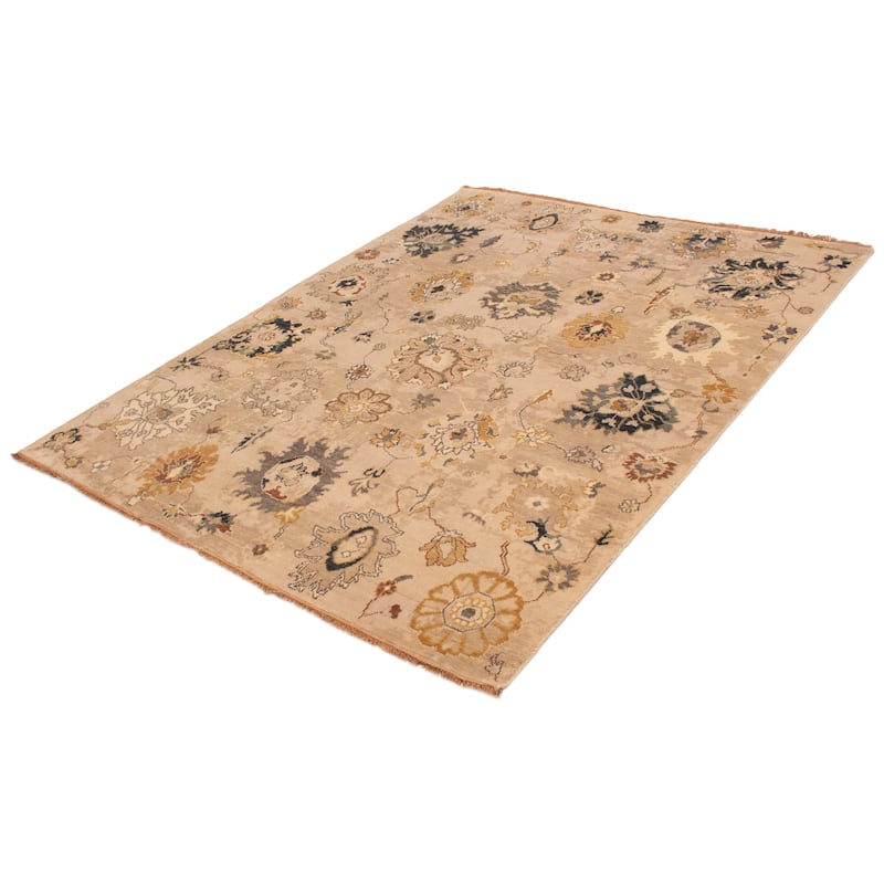 ECARPETGALLERY Hand-knotted Modern Oushak Beige Wool Rug - 8'0 x 10'3