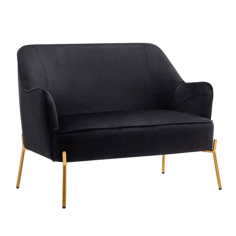 Porthos Home Kyler Loveseat Couch Sofa, Velvet Upholstery, Gold Chrome Legs