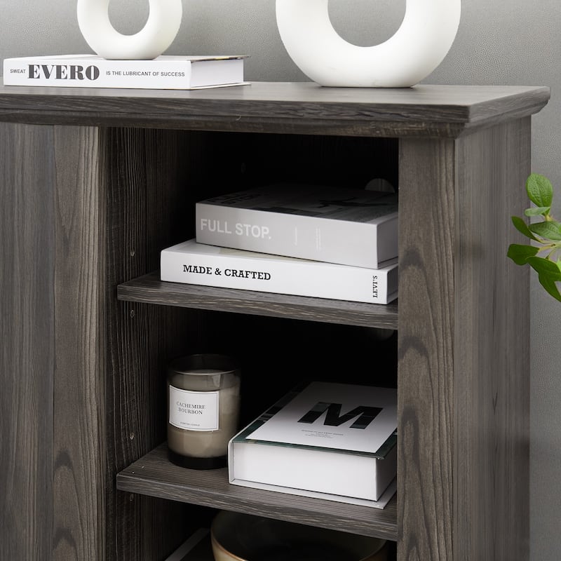 Mantel Stone 58" TV Stand with Faux Stacked Stone Surround, Modern Media Console with Open Storage & Cable Management