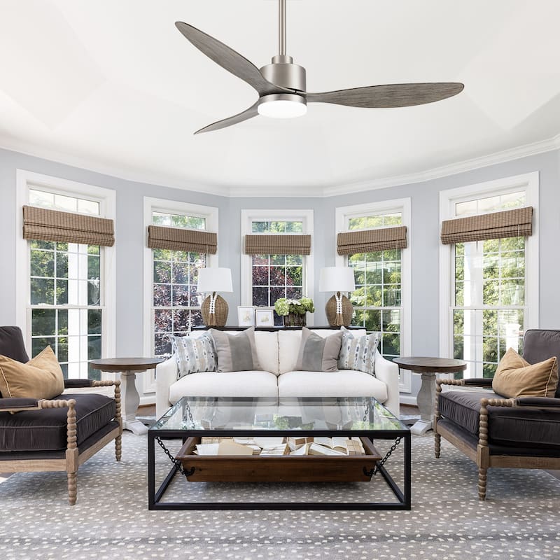 52"/42" Black/Gold LED Ceiling Fan with Lights Remote(3-Blade)