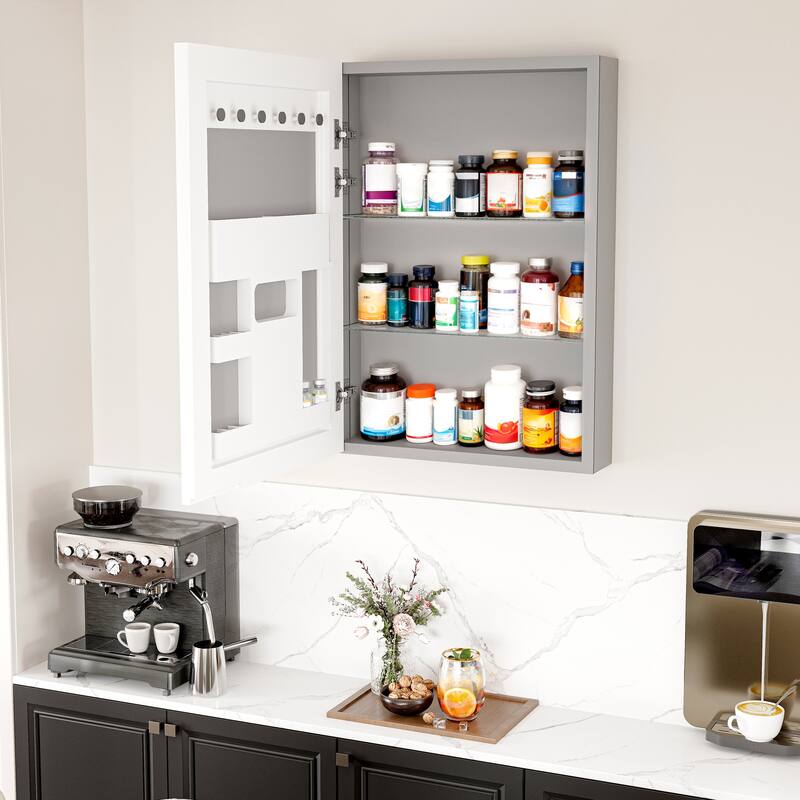 Bathroom Mirror Medicine Cabinet Recessed or Surface Mount with Adjustable Shelves - 20x5x28 inch