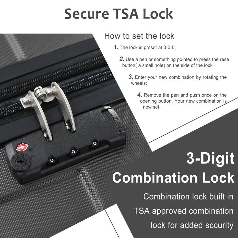 Luggage Sets, 3 Piece Luggage Expandable Suitcase Set, ABS Hardshell 4-Wheel Spinner Luggage with TSA Lock