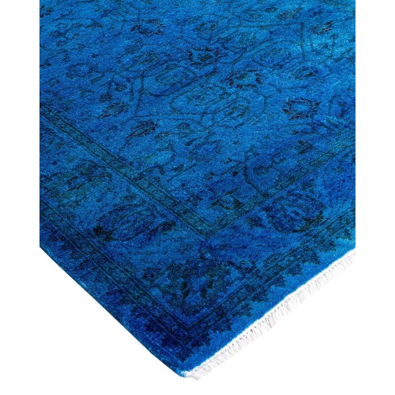 Fine Vibrance One-of-a-Kind Hand-Knotted Runner Rug - Blue, 2' 7" x 12' 8" - 2' 7" x 12' 8"